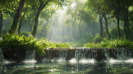 Tranquil Oasis: Serene Virtual Haven for Relaxation and Meditation - obrazy, fototapety, plakaty