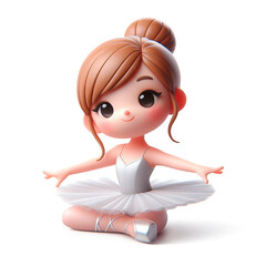 3D seated ballerina illustration.