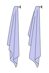 Hotel bath towel line icons.  Stacked textile fabric for  bathroom and kitchen, 
vector illustration of hanging towels for bathroom isolated on white background.