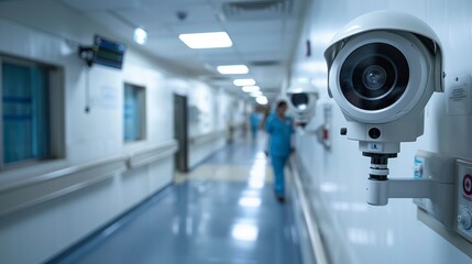 Photography capturing the security measures in a hospital setting, underscoring the importance of safety and protection for patients and healthcare workers