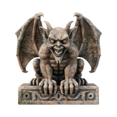 Gargoyle statue. Isolated on transparent background.