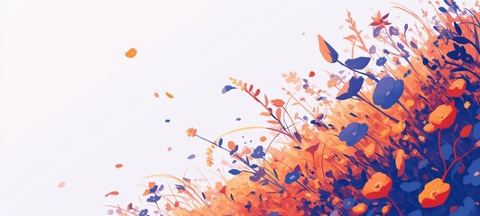 grungy texture artful flower and floral spring summer background illustration, shadow and light play style, Ai Generated