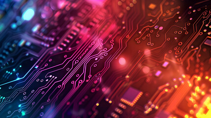 electronic circuit board, Macro photo of a computer chip,depicting abstract digital landscape, Circuit board. Electronic computer hardware technology. Motherboard digital chip. Tech science background