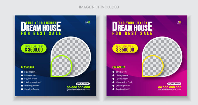 Modern Stylish Real Estate Business Social Media Post Design For your home sale property