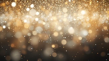 Fototapeta na wymiar gold glitter dust background with stars and bokeh lights