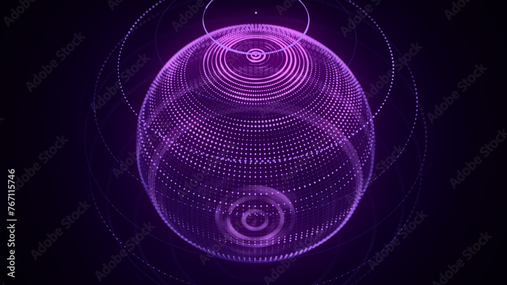 Aufkleber technology pink sphere with connecting dots and lines. digital abstract network structure. 3d render