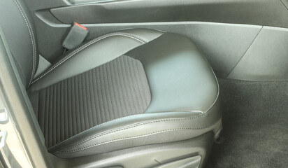 New car front seat gray textile modern interior