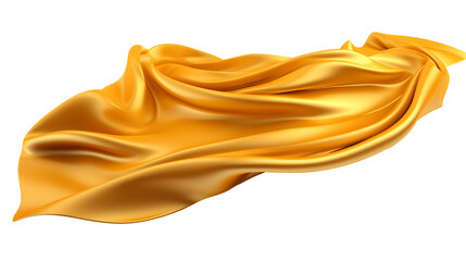 Abstract 3d realistic golden metal shape flowing isolated on transparent background