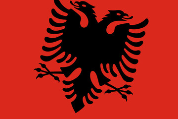 Albania flag - rectangular cutout of rotated vector flag.