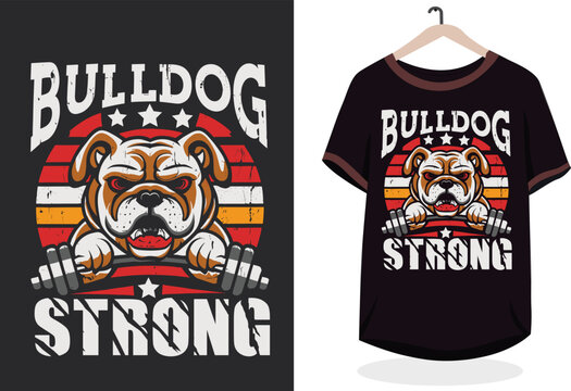 Bulldog cartoon wearing gold chain vector t-shirt design...