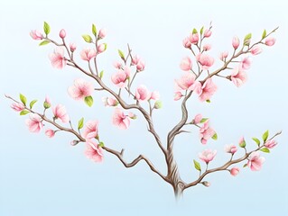 Obraz na płótnie Canvas D Cartoon Cherry Blossom A Pastel Watercolor Tone of Elegant Spring Blooming Sakura