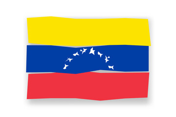 Venezuela flag  - stylish flag mosaic of colorful papercuts. Vector illustration with dropped shadow isolated on white background