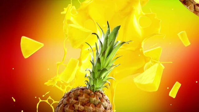Pineapple splashed into juice