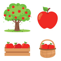 Illustration Of Various Apple Elements