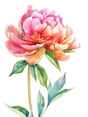 Obraz premium Exquisite Watercolor Peony Flowers in Vibrant Hues with Delicate Petals