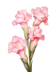 Vibrant D Cartoon Gladiolus in Soft Pastel Watercolor Tones