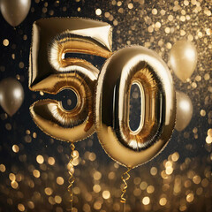 50 urodziny balony - obrazy, fototapety, plakaty