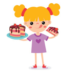 Illustration Of Kid With Cake