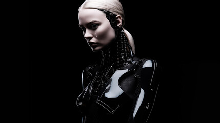 Obraz na płótnie Canvas Artificial intelligence woman, people futuristic artificial intelligence, Robots system, Artificial Intelligence in the future