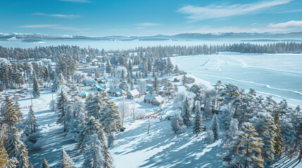 Obraz premium Tranquil Snowy Landscape for Winter Festival