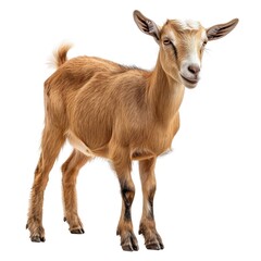 Goat standing in natural pose isolated on white background, photo realistic