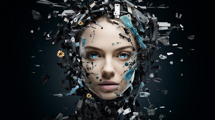 Artificial intelligence woman, people futuristic artificial intelligence, Robots system, Artificial Intelligence in the future