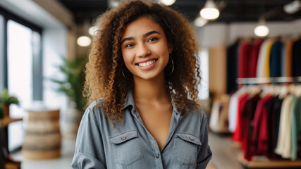 Obraz premium Fashion sales representative or business owner in the modern clothing store