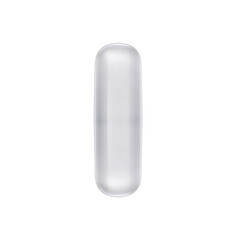 Empty glass capsule, medical pill, transparent background