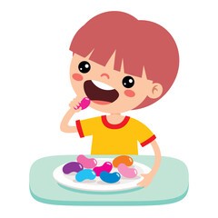 Illustration Of Kid With Jelly Bean