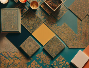 oriental pattern paper. Modern art. illustration retro Trendy paper collage composition wallpaper modern art