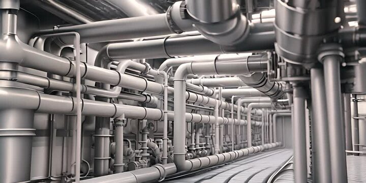 Building piping and energy systems. 4K Video