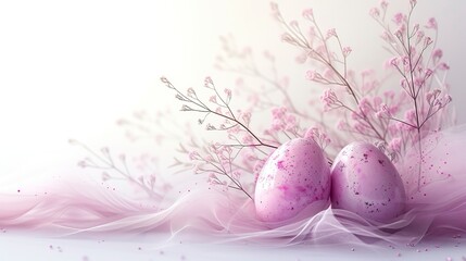 Obraz na płótnie Canvas Photo, banner, simple, minimalist, easter eggs made of light pink and deep purple designs