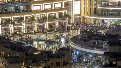 Dubai downtown night aerial timelapse