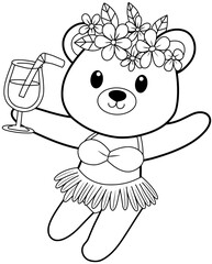 Teddy with champagne in summer 