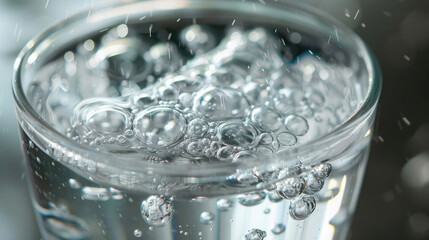 Close-Up of Bubbles in Glass of Water