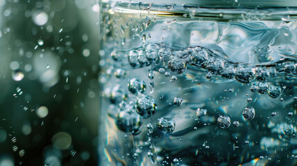 Close-Up of Bubbles in Glass of Water