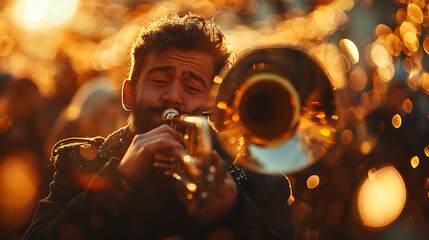 Trumpet playing.