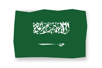 Saudi Arabia flag  - stylish flag mosaic of colorful papercuts. Vector illustration with dropped shadow isolated on white background