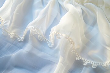 detailed view of a french seam on delicate chiffon blouse - obrazy, fototapety, plakaty