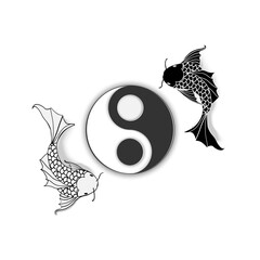 Yin yang symbol with koi fish. A spiritual concept for peace and balance.