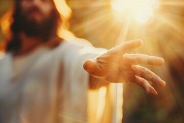 Jesus Christ reaching out with hand