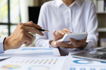 Meeting to discuss financial advisors analyzing auditing and budget planning.