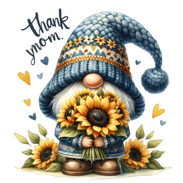 Happy Mother's Day Noam says he loves you on Mother's Day. With accompanying message ''Thank  Mom'' transparent background