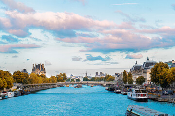 Orsay museum and river Siene, France - obrazy, fototapety, plakaty