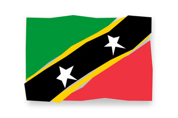 Saint Kitts and Nevis flag  - stylish flag mosaic of colorful papercuts. Vector illustration with dropped shadow isolated on white background
