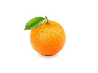 Orange fruit with leaves, transparent background