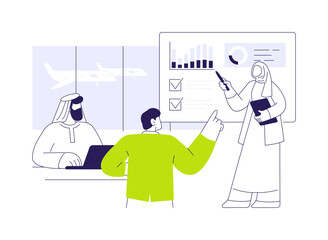 Airport conference room abstract concept vector illustration.