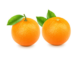 Orange fruit with leaves, transparent background