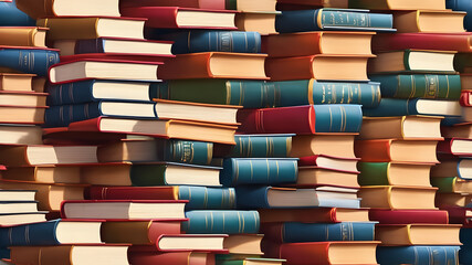 Stack of old book education concept background,  books in pile with copy space for text,