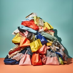 Pile of colorful shopping bags